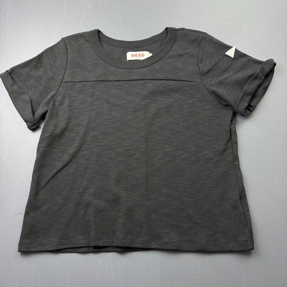 Deso Womens Size XXL Black T Shirt Short Sleeve Crew Neck Made in USA Cotton Tee